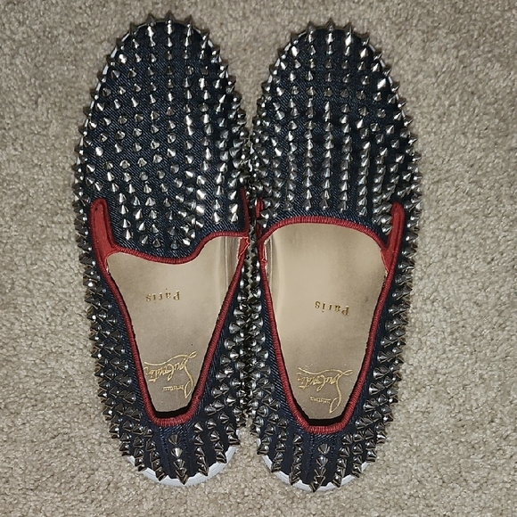 Used Christian Louboutin Men\'s Studded Slip-On Shoes - Black and Red main image 5